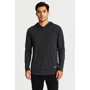ALO YOGA Hooded Double Hem Long Sleeve Dark Gray Medium